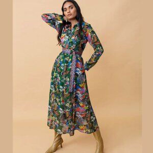 Emily Lovelock Jane Dress - Green Landscape, Size Small